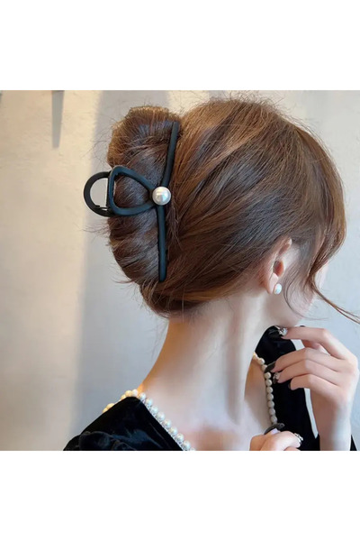 So Much Accesories So Much Large Size Pearled Elegant Metal Latch Buckle Black