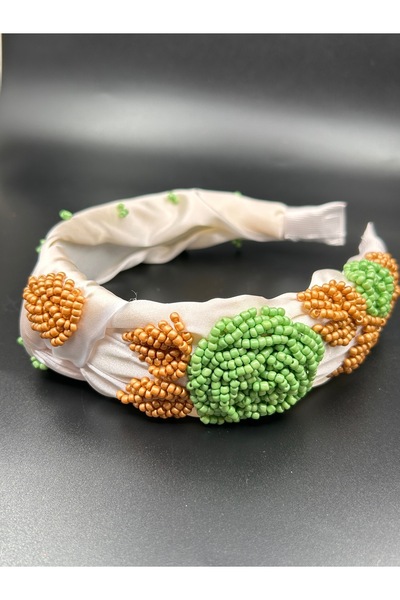 ByMerve Rochie de Seara Logodna Nunta Satin Alb Verde Trandafir Mărgele Model...