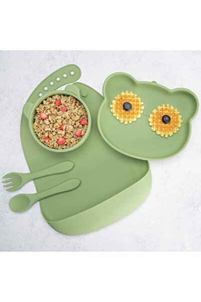 APPEKIDS Set 5 piese diversificare din silicon, AppeKids Panda Raw Green