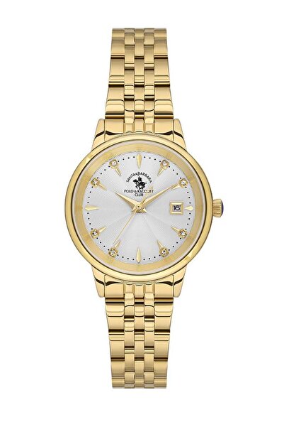 Santa Barbara Polo & Racquet Club سانتا باربرا بولو راكيه كلوب - ساعة يد نسائية ذهبية SB.1.10595-5 هيكل فولاذي وسلك فولاذي