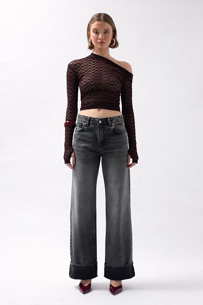 Kokosh moda Дънки с висока талия и сгънати крачоли