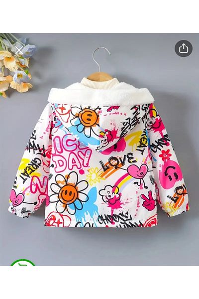 MİLANO KİDS Girl's Printed Woolen Coat