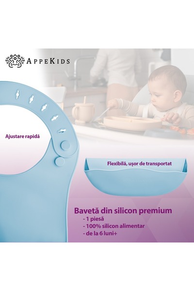 APPEKIDS Baveta Din Silicon, - Aqua Blue