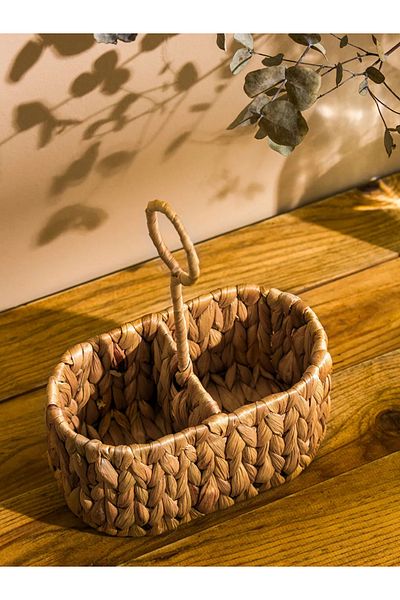 LC Waikiki Lcw Brown Wicker Oil Pot with Compartments 25 cm