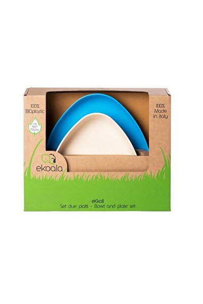 eKoala Set 2 Farfurii, , Bioplastic, White/blue
