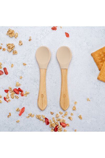 APPEKIDS Set 2 Lingurite din bambus, AppeKids Bubble Beige
