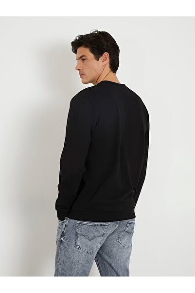 Guess Jeans Pánská černá mikina s velkým trojúhelníkem logo Guess jeans