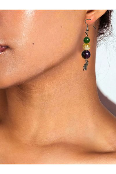 ayrestyle أقراط نسائية من الحجر الطبيعي – جمشت سيترين اليشم – أقراط مصنوعة يدوياً على شكل ورقة شجر