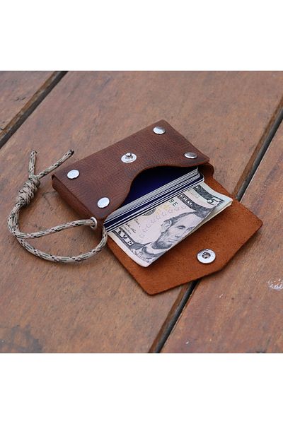 Derici Amca Camouflage Paracord Mini Genuine Calf Leather Wallet, Handmade Vintage Look Wallet