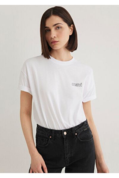 Mavi Tricou alb cu sigla pentru femei 1611309 -620