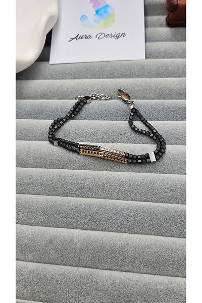 AURA Zircon Stone Steel and Natural Stone Men's Bracelet