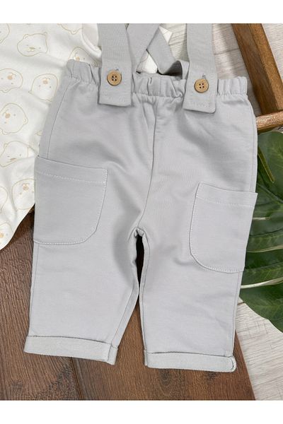 tiwitibaby Teddy Bear Printed Bermuda Pocket Salopet Baby Boy Suit