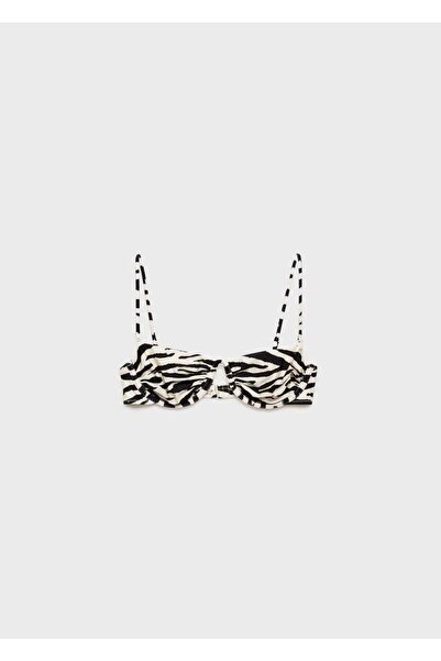 MANGO Woman Zebra desenli balenli bikini üstü