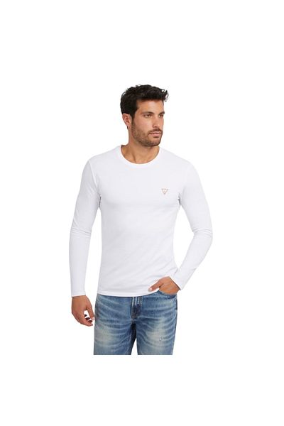 Guess Jeans Ανδρικό λευκό μακρυμάνικο t-shirt Guess τζιν