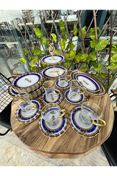 GÜRCÜGLASS Gürcüglass taç model 28 prç kahvaltı takımı kulplu