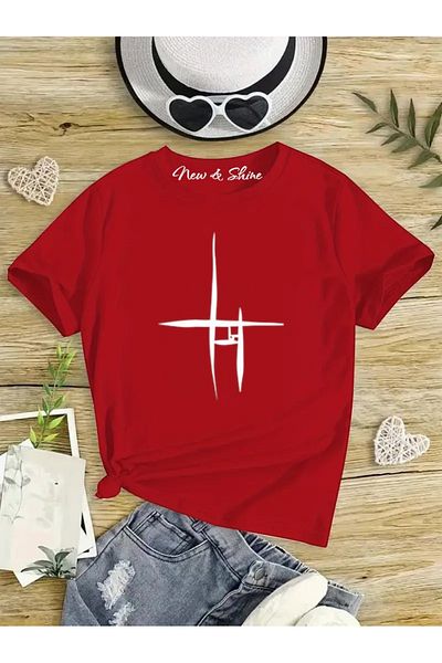 New Shine 1 T-Shirt Is a Gift for Purchases of 6 or More in the Cart - Linear Printed Oversize T-Shirt