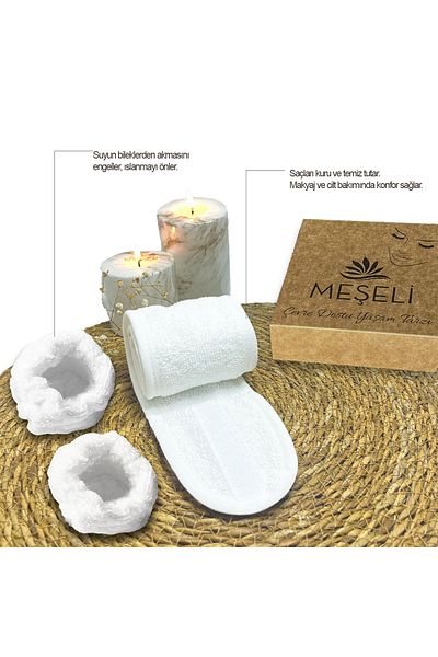 MEŞELİ TEKSTİL 2 PIECES SPA TOWEL BRACELET AND MAKEUP HAIR BAND