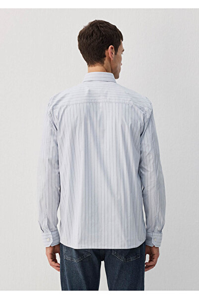 Mavi Çizgili Uzun Kol Açık Erkek Gömlek M0211445-70793