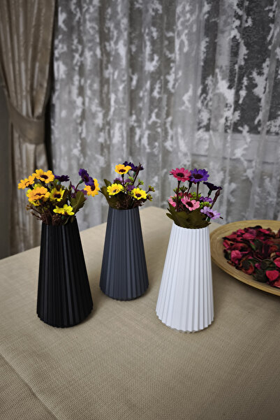 Plodna House 3lü Bohem tarz İskandinav Mini Vazo 3D Plastik