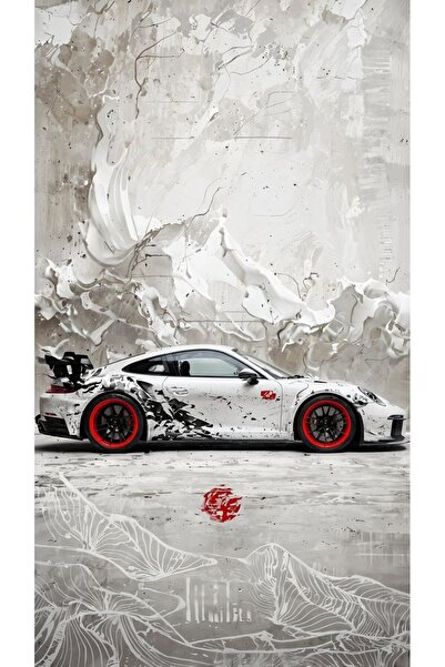 Sticksy Porsche Duvar Posteri , Kalın Kağıt - Araba Posterleri Çerçevesiz