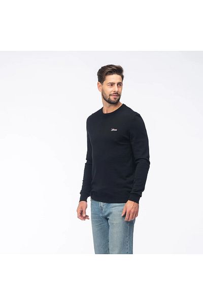 Guess Jeans Ανδρικό μαύρο t-shirt με signature τζιν Guess