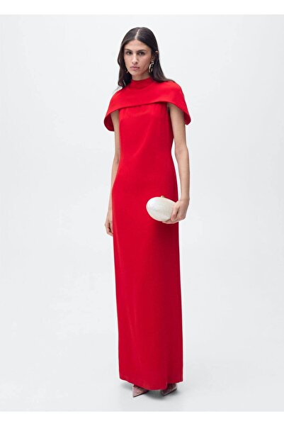 MANGO Woman فستان بقصة مستقيمة وياقة كيب