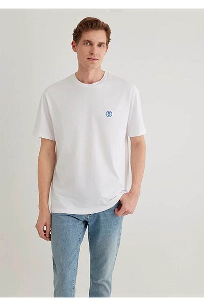 Mavi Logo Embroidered White Men's T-Shirt M067074-620