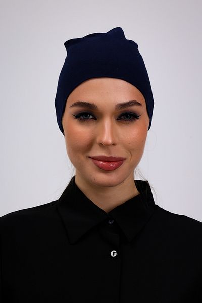 Loggia Navy Blue Combed Bonnet - Hijab Tie and Seamless