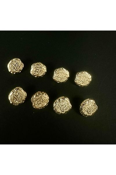 T.T Push-Button Gold Painted Siege Ag Model in Metal 8 Pieces 1,65 cm