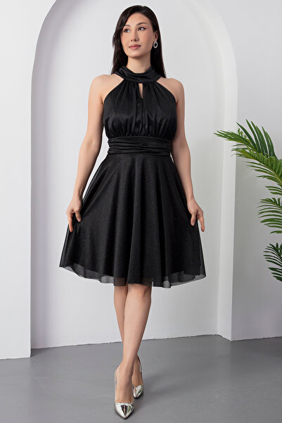 PULLIMM 13376 C Yaka Simli Tül Elbise