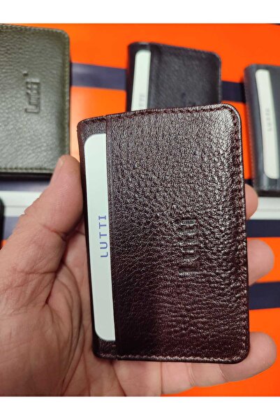 Lutti حاملة بطاقات ميكا مصنوعة من الجلد الطبيعي