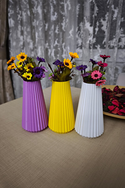 Plodna House 3lü Bohem tarz İskandinav Mini Vazo 3D Plastik