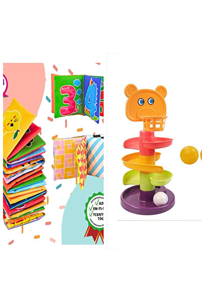 smilechild مجموعة الكتب الأولى من القماش الخشن ومجموعة ألعاب تعليمية من برج ق...