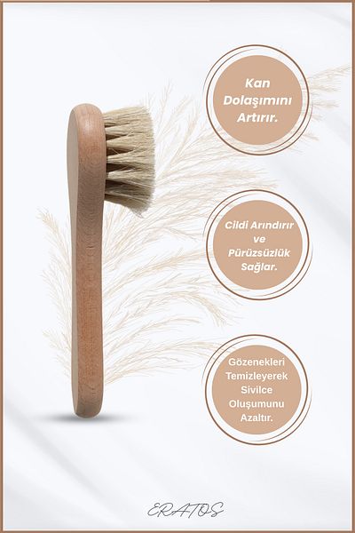 ERATOS 100% Natural Horsehair Facial Brush |   Soft Face Brush |   Facial Cleansing Brush |