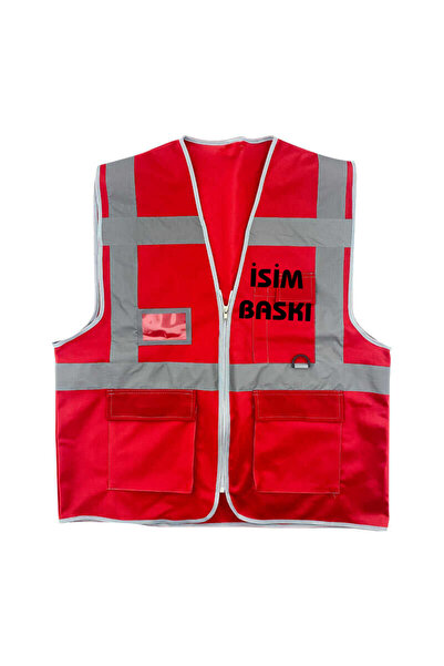 Teknik Ikaz Yeleği Mühendis Tipi Cepli Fosforlu Reflektörlü İş Yeleği