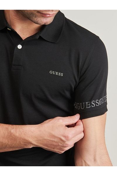 Guess Jeans Pánské černé polo triko Nolan Guess jeans