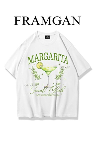 Framgan Γυναικείο μπλουζάκι Margarita με στάμπα σε λευκό χρώμα, oversized