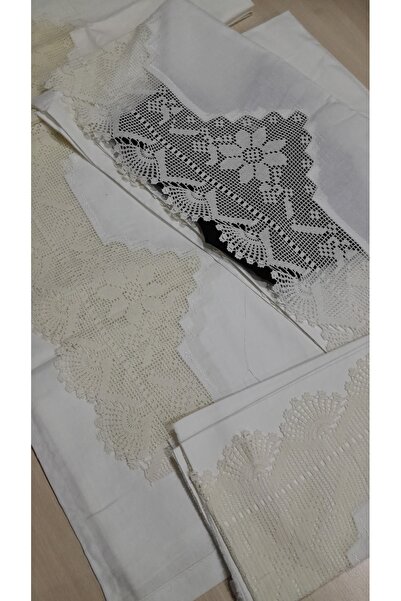 Papatyam El İşi 2 Adet Etek(210x90) 2 Adet Yastık(50x70) Çapa pamuk ip, Kumaş...