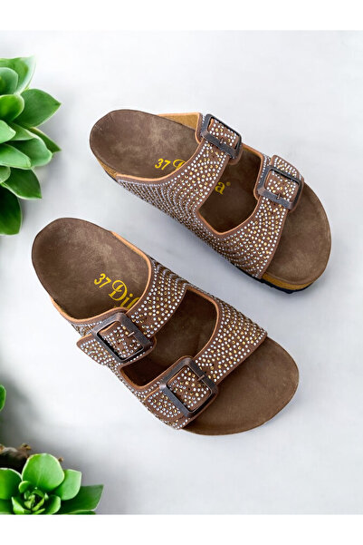 Dilesa Tan Women's Stylish Stone Comfortable Anatomical Sole Daily Comfortable Slippers