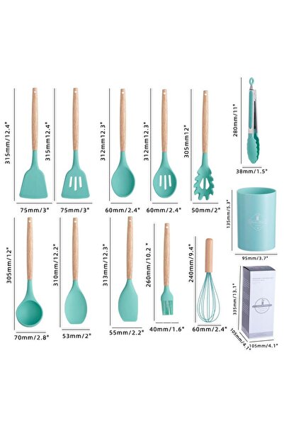 Generica 12 Piece Silicone Kitchen Spoon Set