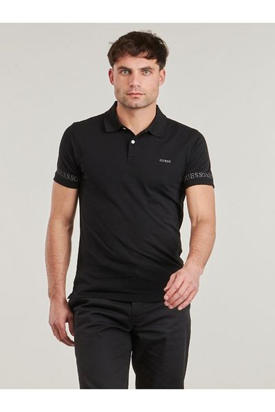 Guess Jeans Pánské černé polo triko Nolan Guess jeans