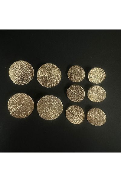 T.T Gold Dibreli Polnet Button - Circle Design Jacket Trench Coat 10 Pieces (4 Large 6 Small)
