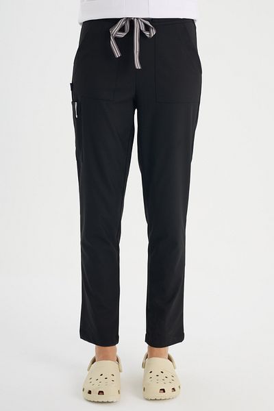 Uçak Medikal Pantaloni negri cu tăietură morcov din Lycra
