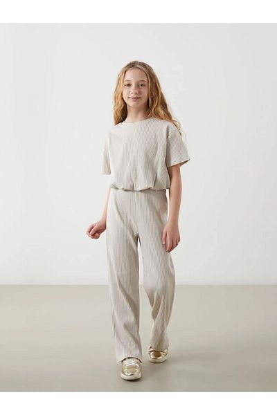 LC Waikiki Lcw Kids Gray Crew Neck Girl's T-Shirt and Pants