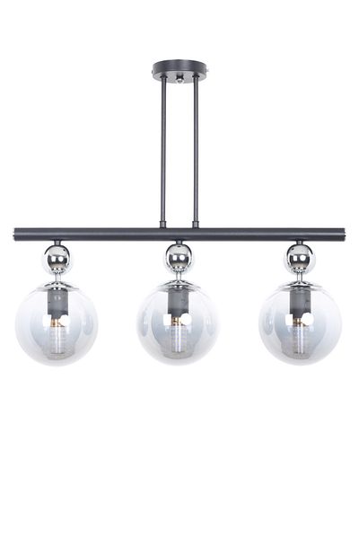 MŞ Aydınlatma Nota Black Chrome 3 Smoked Glass Chandelier