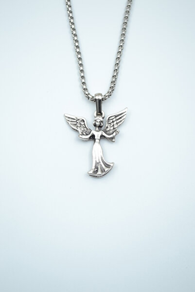 Bu Farklı Minimal Kanatlı Melek Gümüş Kaplama Örme Zincir Kolye
