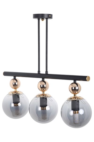 MŞ Aydınlatma Black Gold 3 Smoked Glass Note Chandelier