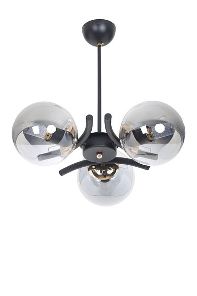 MŞ Aydınlatma Okka Black Gold 3 Smoked Glass Chandelier