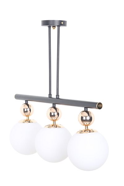 MŞ Aydınlatma Nota Black Gold 3 White Glass Chandelier