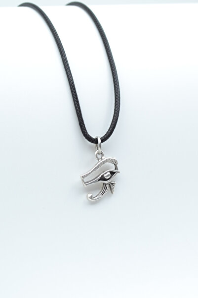 Bu Farklı Minimal Horos'un - Ra'nın Gözü Gümüş Kaplama Deri İp Kolye